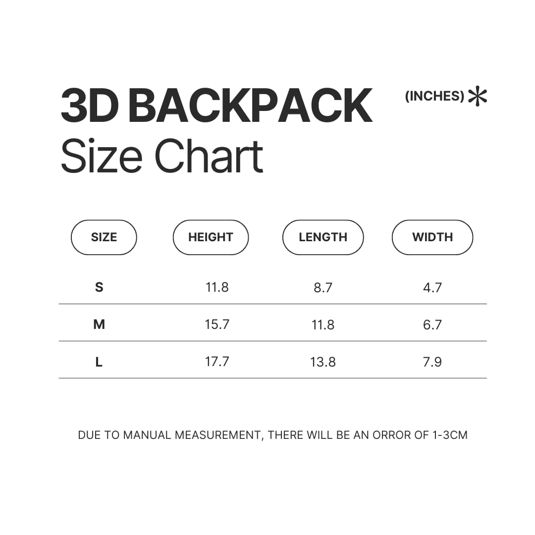 3D Backpack Size Chart - Soul Eater Shop