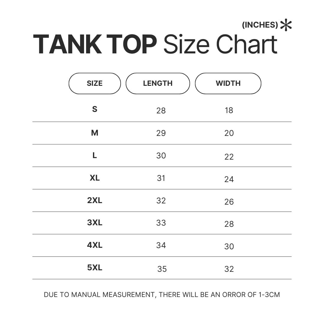 Tank Top Size Chart - Soul Eater Shop