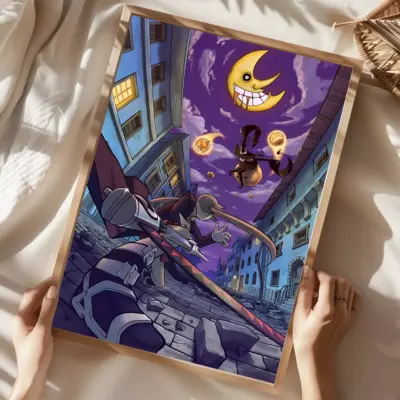 Anime Soul Eater Purple Moon Design Wall Art