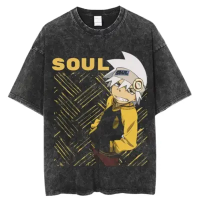 Soul Eater Retro Graphic Mineral Wash T-Shirt