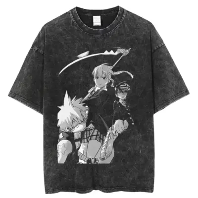 Soul Eater Casual Gothic Mineral Wash T-Shirt