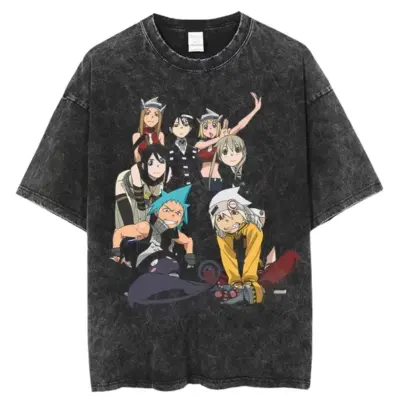 Soul Eater Edgy Anime Mineral Wash T-Shirt