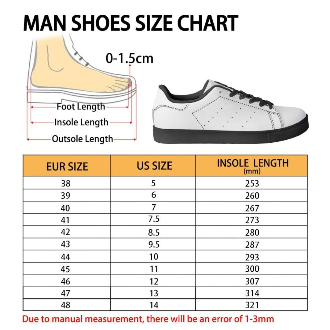 Skate Man Shoes Size Chart - Soul Eater Shop
