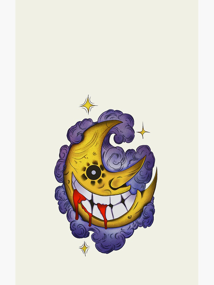 Soul Eater Strange Moon Gothic Doodle Shower Curtain - Image 2