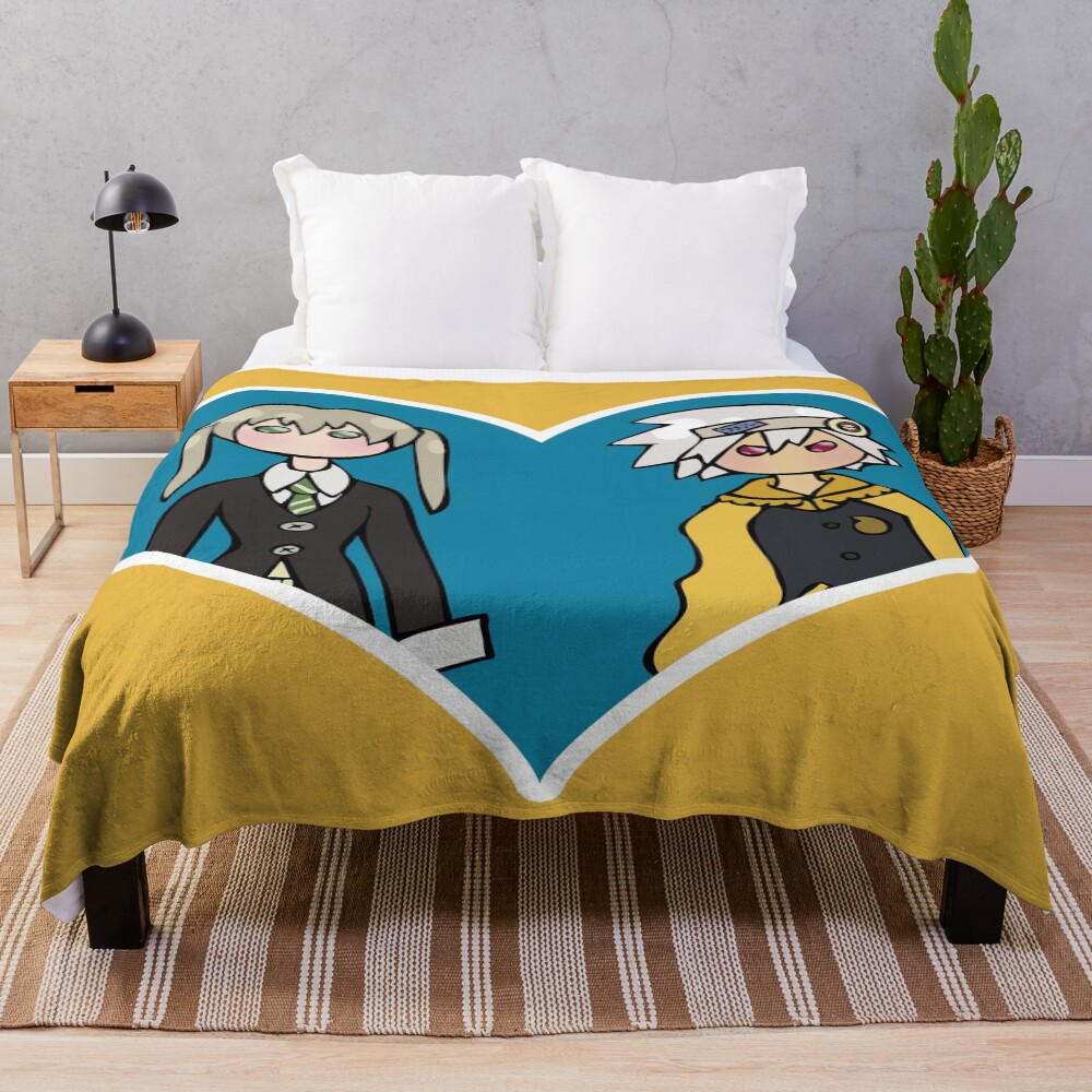 Maka Albarn And Soul Evans Chibi Duo Throw Blanket