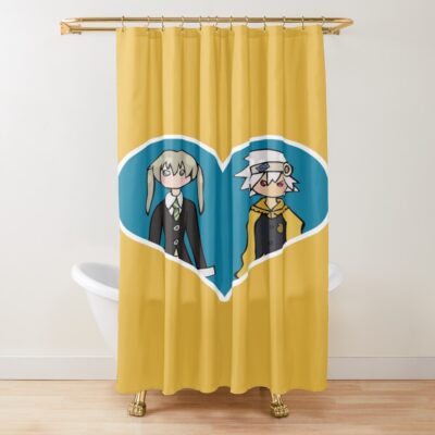 Maka Albarn And Soul Evans Chibi Duo Shower Curtain
