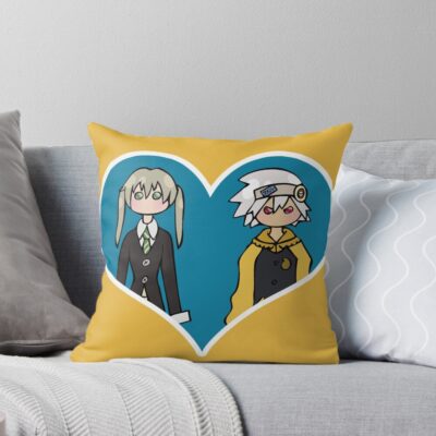 Maka Albarn And Soul Evans Chibi Duo Throw Pillow